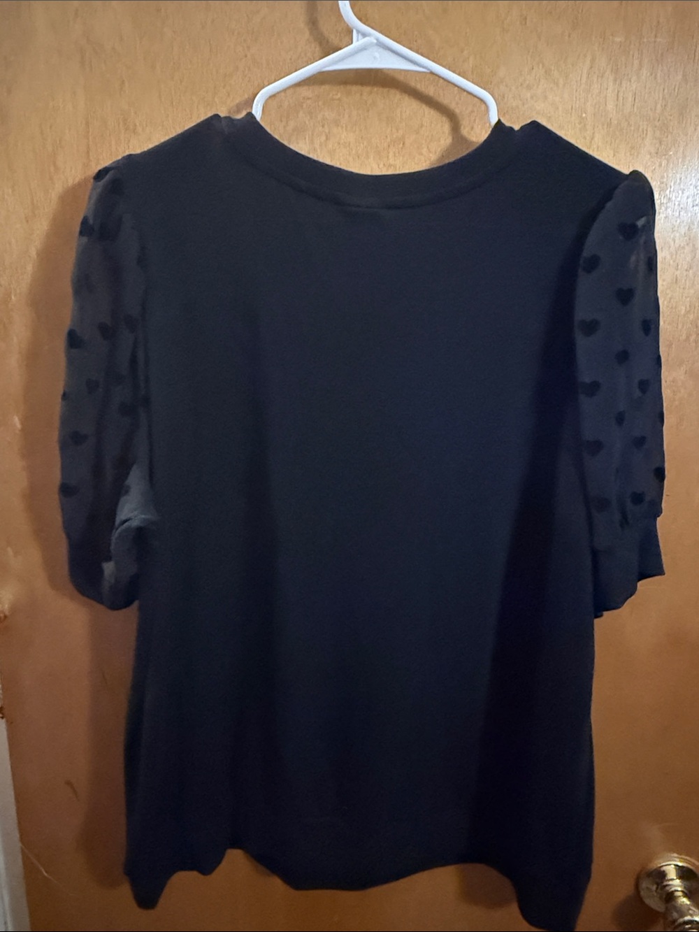 torrid Black Sheer Puff-Sleeve Scoop Neck Sweater Top with Heart Detail - Picture 2 of 5